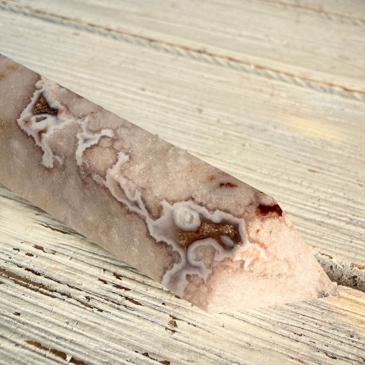 Pink Amethyst with Blue Flower Agate Tower Specimen (1)