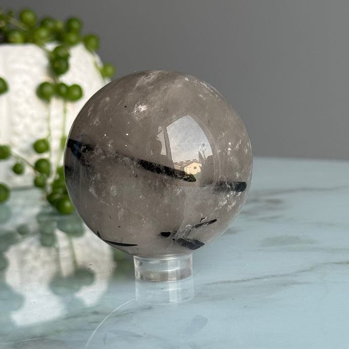 Tourmalated Quartz Sphere Specimen