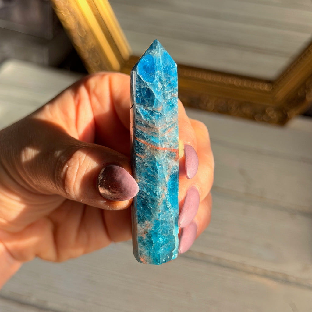 Blue Apatite Tower Specimen
