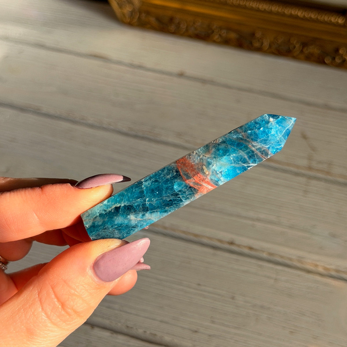Blue Apatite Tower Specimen
