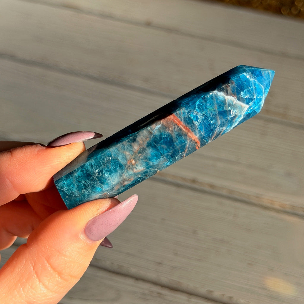 Blue Apatite Tower Specimen
