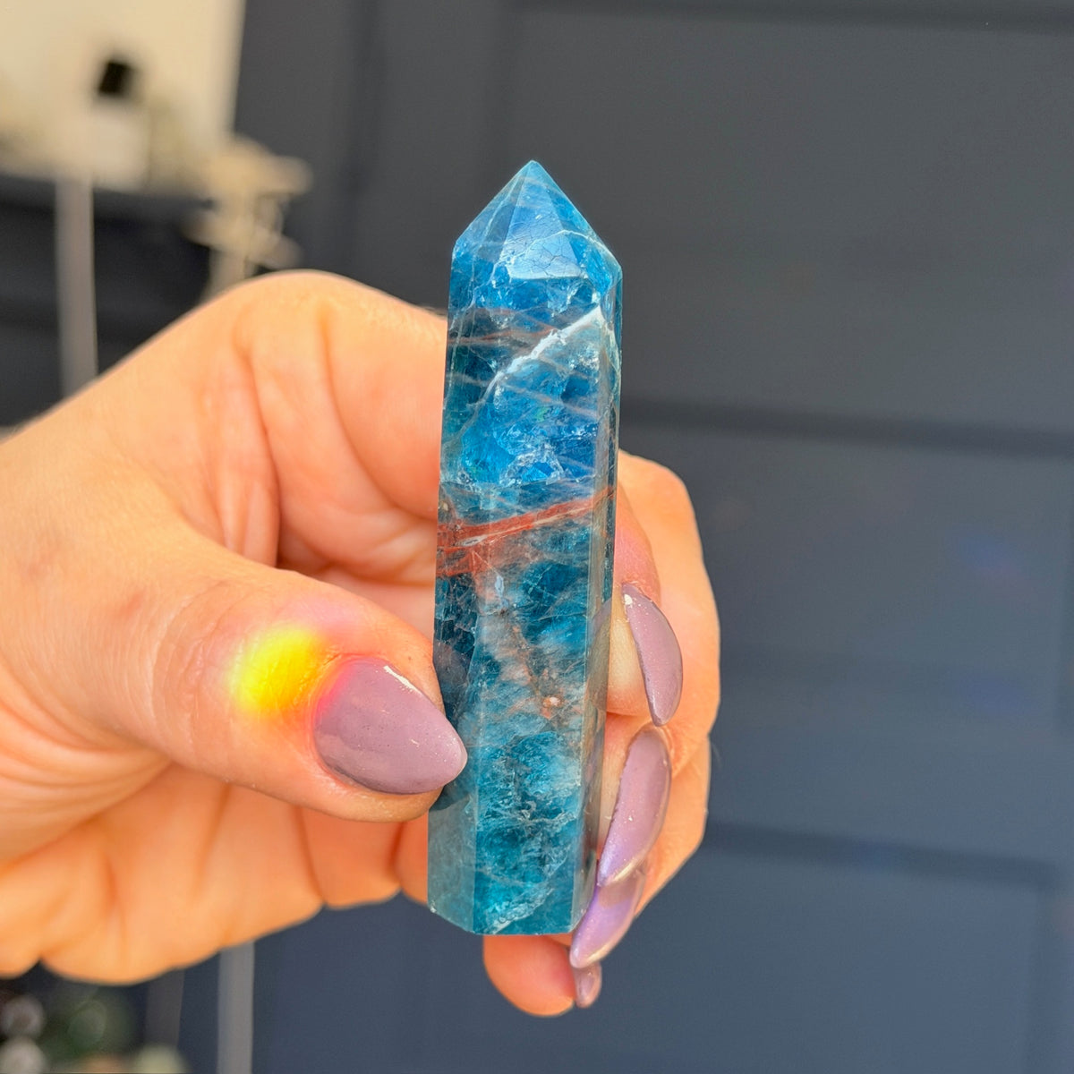 Blue Apatite Tower Specimen