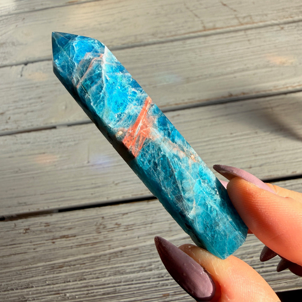 Blue Apatite Tower Specimen