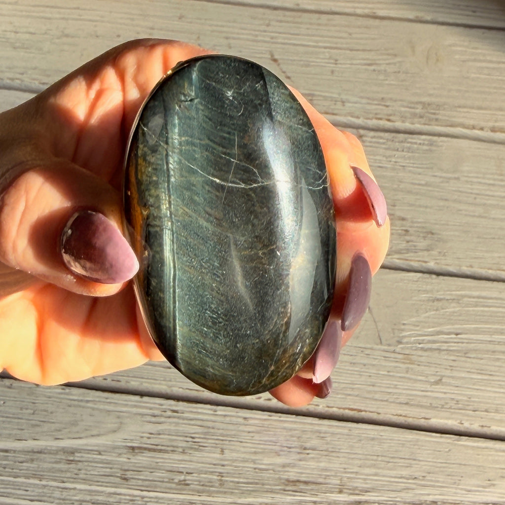 Blue Tiger's Eye Palm Stone Specimen (C)