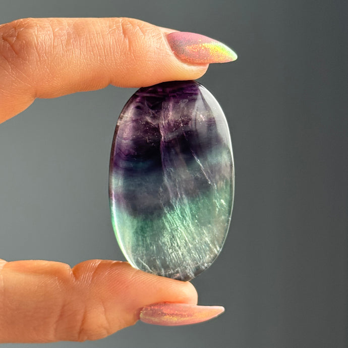 Rainbow Fluorite Palm Stone Specimen