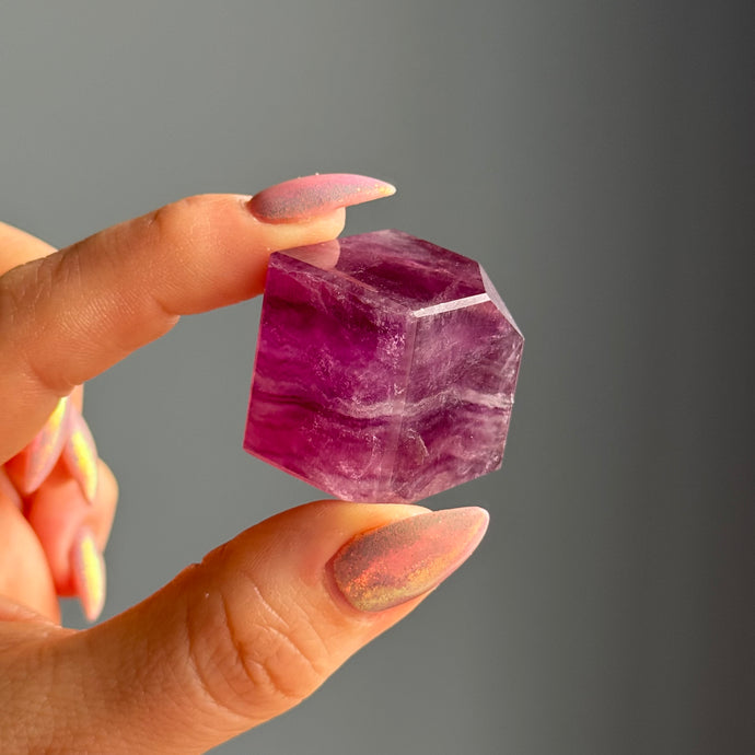 Purple Fluorite Floating Cube Carving Specimen