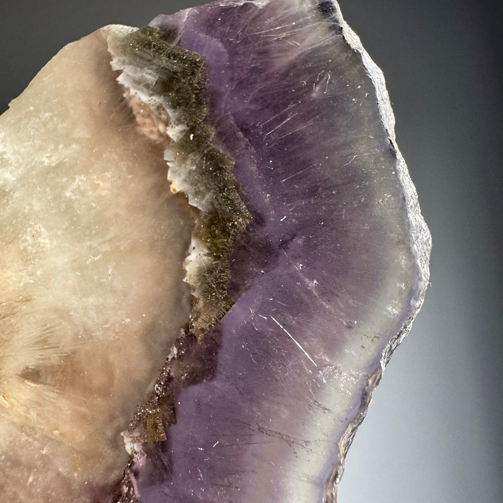 Fluorite with Pyrite and Rutile Inclusions Polished Slab Crystal Specimen – Wholehearted Crystal Creations