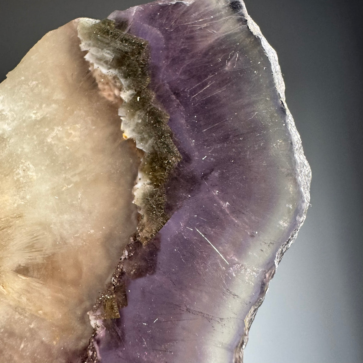 Fluorite with Pyrite and Rutile Inclusions Polished Slab Crystal Specimen – Wholehearted Crystal Creations