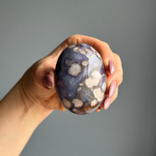 Blue Flower Agate Palm Stone Crystal Specimen