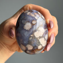 Blue Flower Agate Palm Stone Crystal Specimen