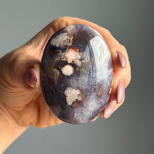 Blue Flower Agate Palm Stone Crystal Specimen