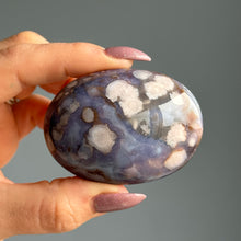 Blue Flower Agate Palm Stone Crystal Specimen