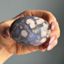 Blue Flower Agate Palm Stone Crystal Specimen
