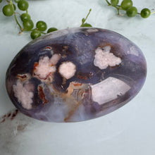 Blue Flower Agate Palm Stone Crystal Specimen