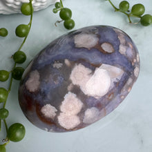 Blue Flower Agate Palm Stone Crystal Specimen