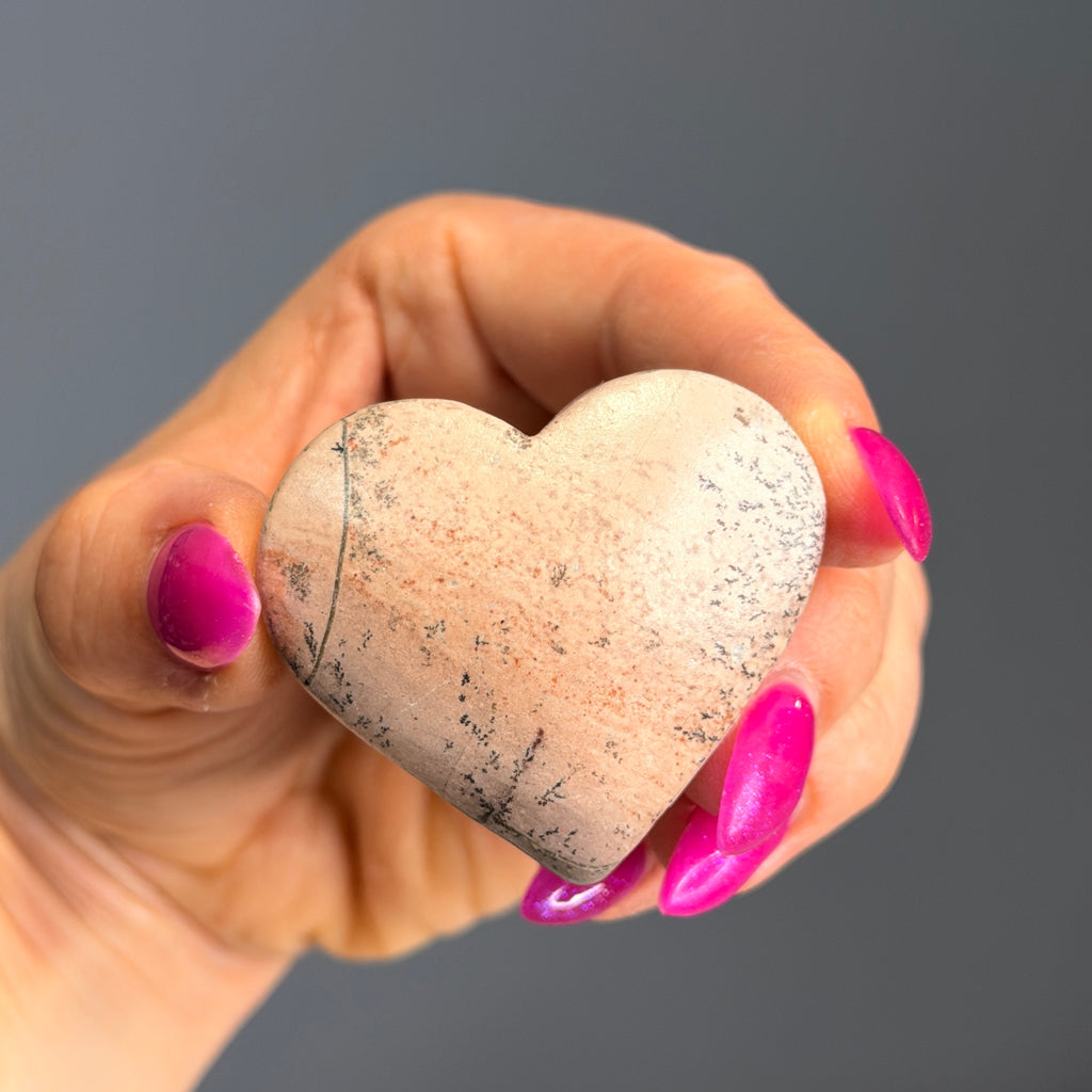 Dendritic Opal Agate Heart Carving Specimen – Wholehearted Crystal Creations