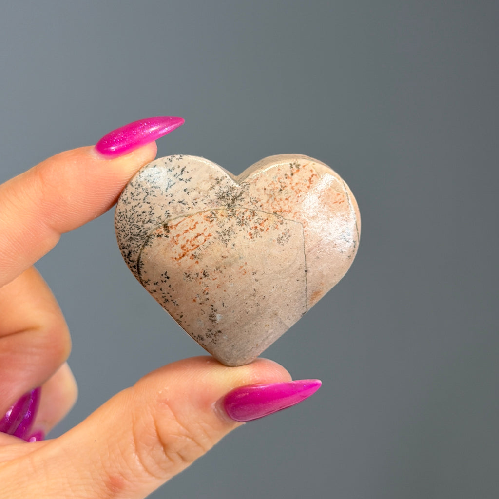 Dendritic Opal Agate Heart Carving Specimen – Wholehearted Crystal Creations