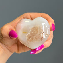 Flower Agate with Druzy Heart Carving Specimen