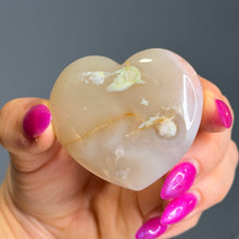 Flower Agate with Druzy Heart Carving Specimen