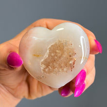 Flower Agate with Druzy Heart Carving Specimen