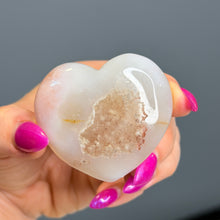 Flower Agate with Druzy Heart Carving Specimen