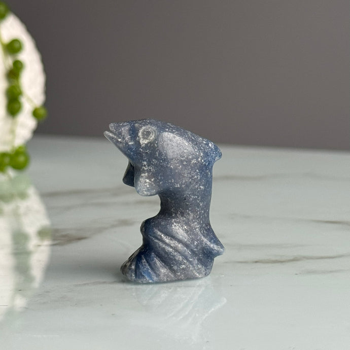 Blue Aventurine Crystal Dolphin Carving Specimen