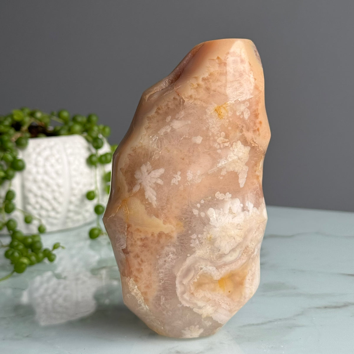 Druzy Flower Agate Polished Crystal Flame Specimen – Wholehearted Crystal Creations