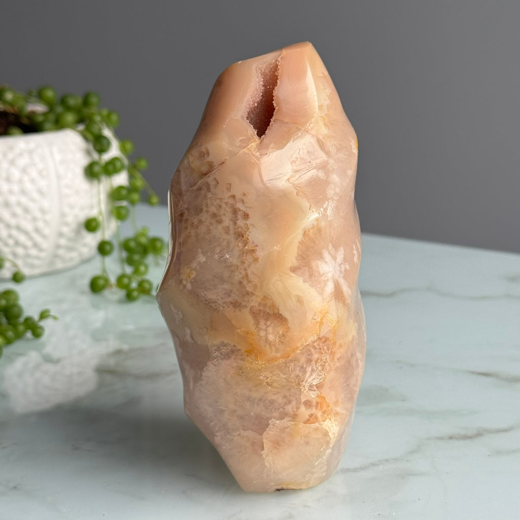 Druzy Flower Agate Polished Crystal Flame Specimen – Wholehearted Crystal Creations