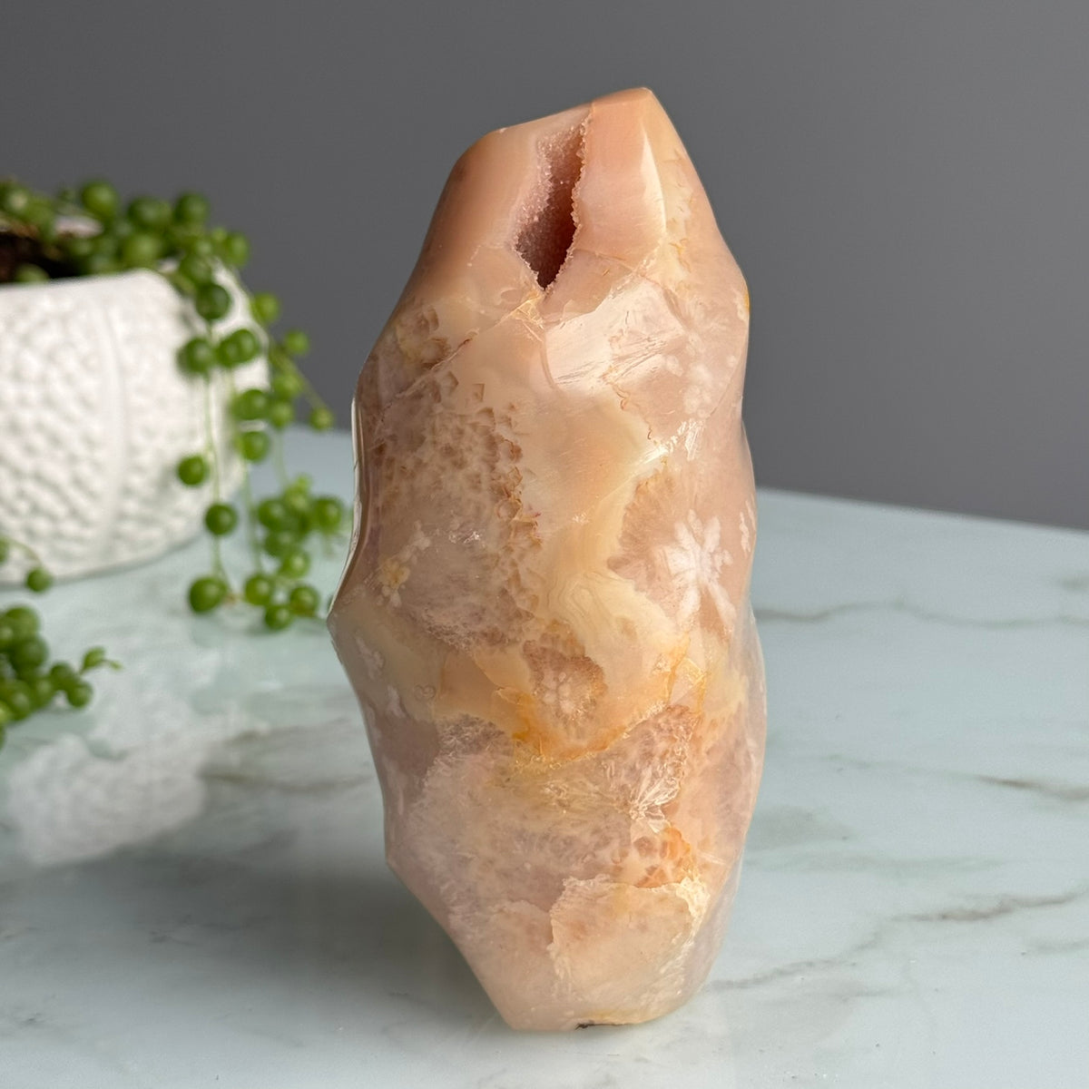 Druzy Flower Agate Polished Crystal Flame Specimen – Wholehearted Crystal Creations
