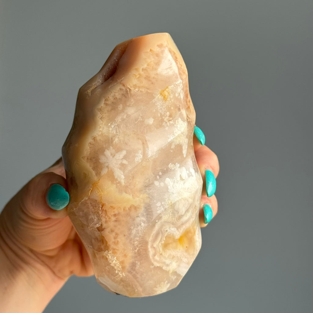 Druzy Flower Agate Polished Crystal Flame Specimen – Wholehearted Crystal Creations