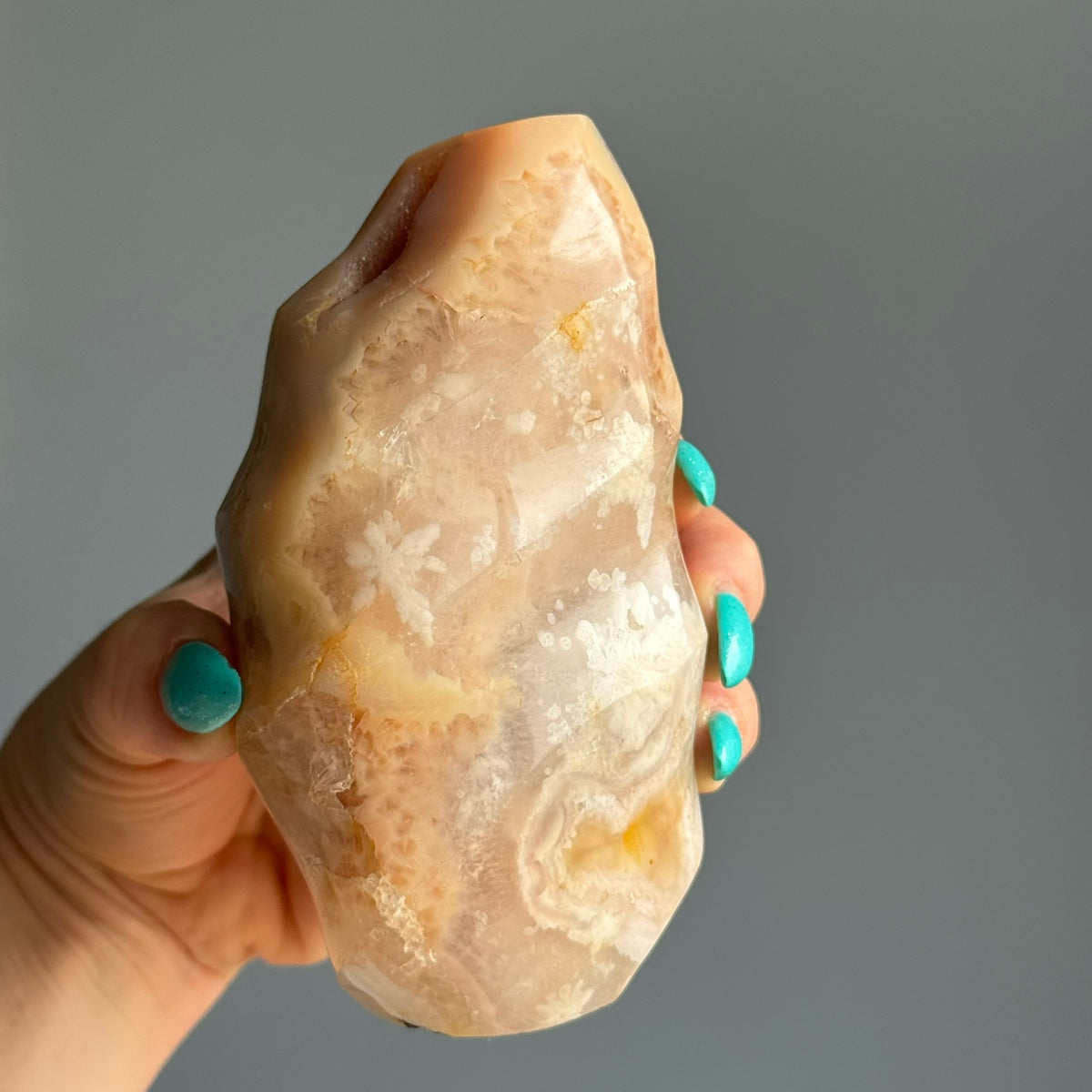 Druzy Flower Agate Polished Crystal Flame Specimen – Wholehearted Crystal Creations