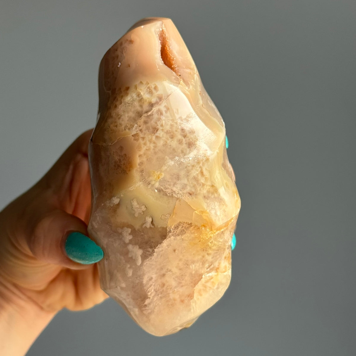 Druzy Flower Agate Polished Crystal Flame Specimen – Wholehearted Crystal Creations