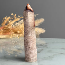 Blue Flower Agate with Quartz Tower Specimen