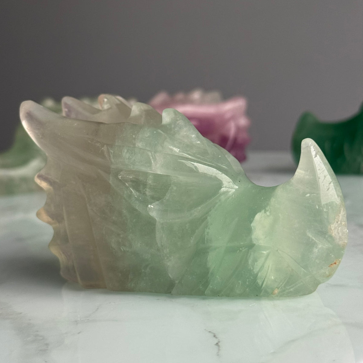 Fluorite Dragon Head Carving Crystal Specimen – Wholehearted Crystal Creations