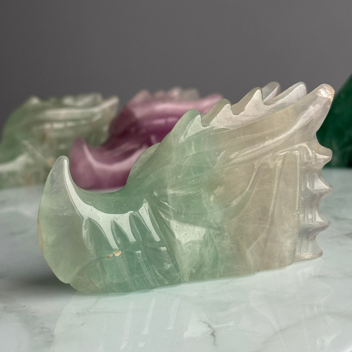Fluorite Dragon Head Carving Crystal Specimen – Wholehearted Crystal Creations