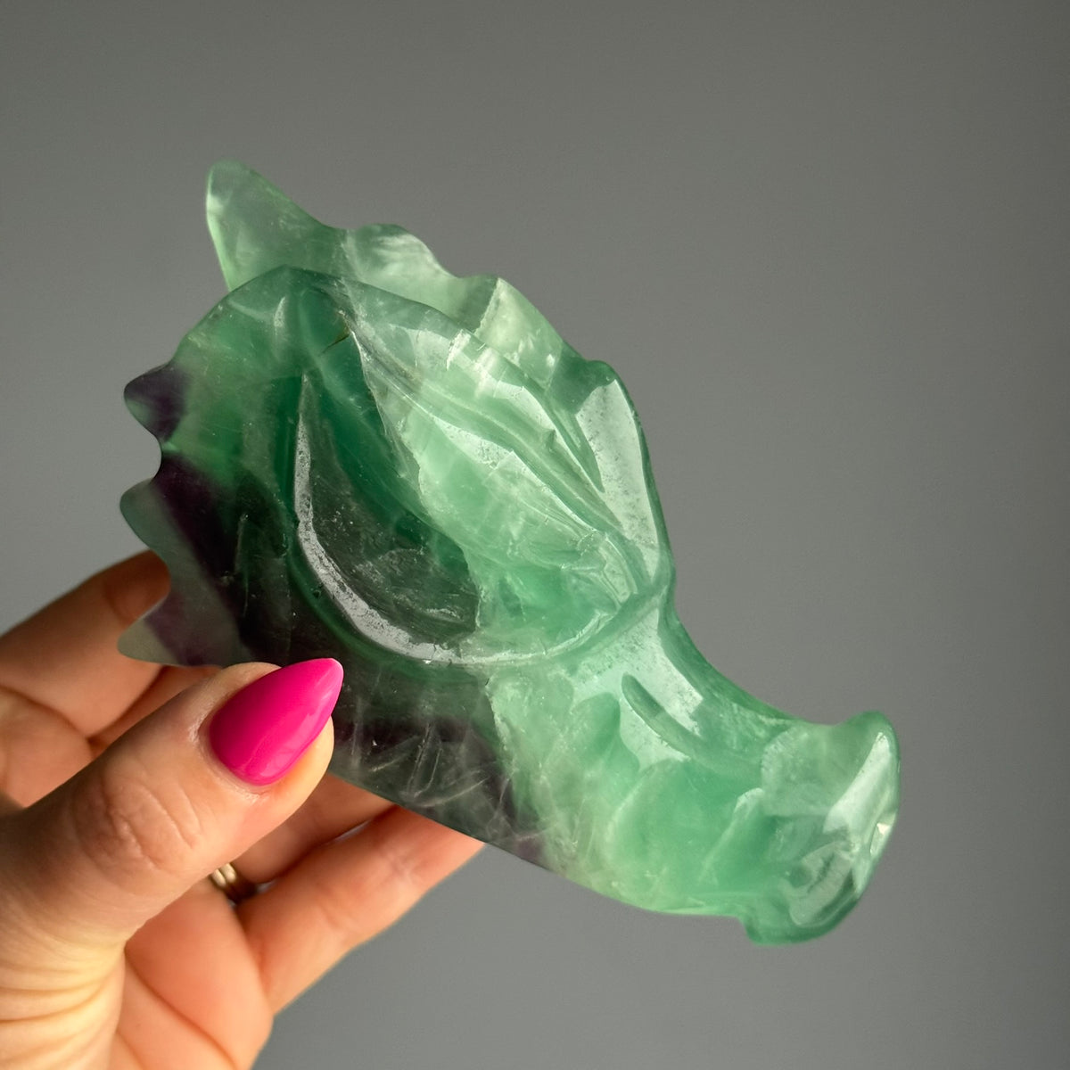 Fluorite Dragon Head Carving Specimen – Wholehearted Crystal Creations