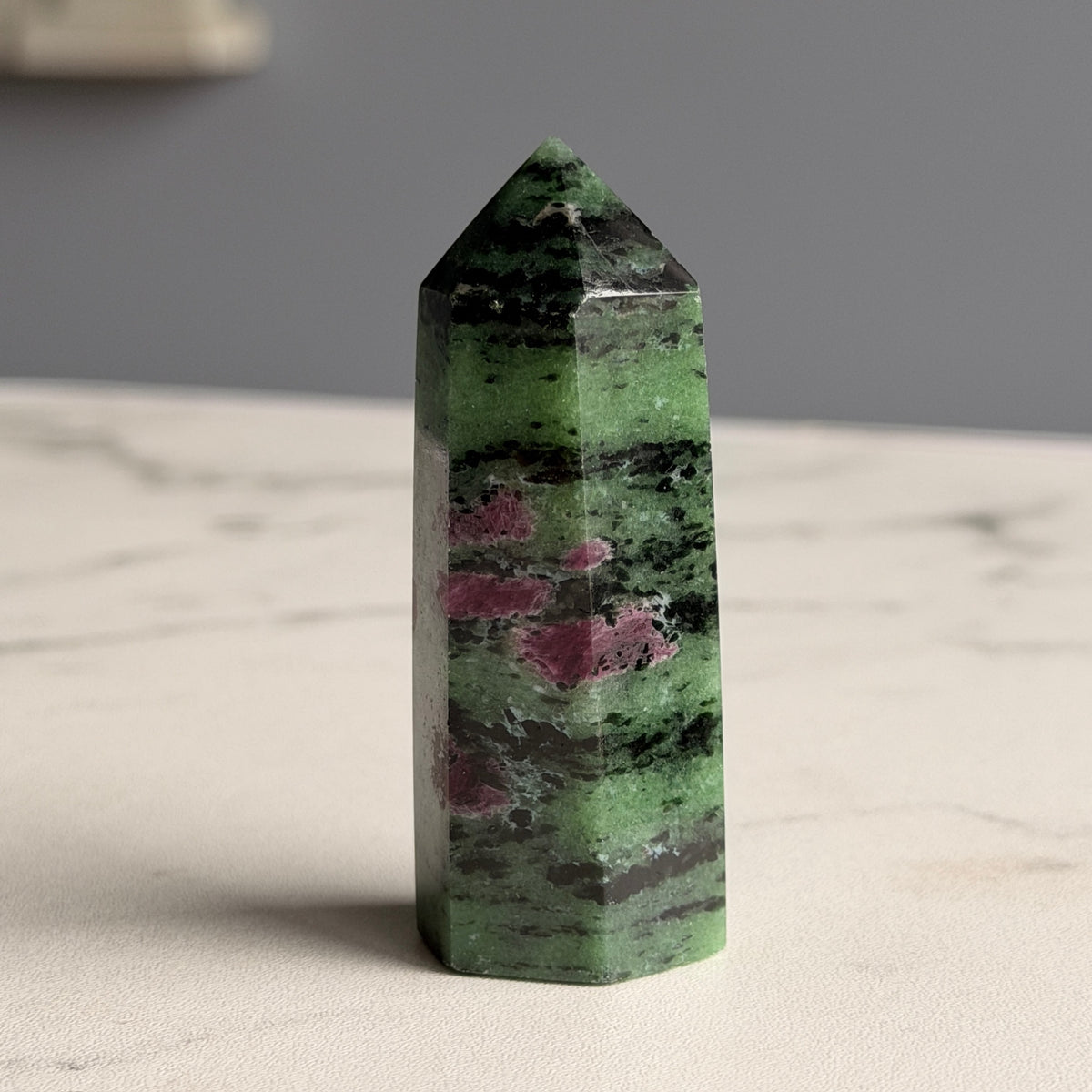 Ruby in Zoisite Tower Specimen – Wholehearted Crystal Creations