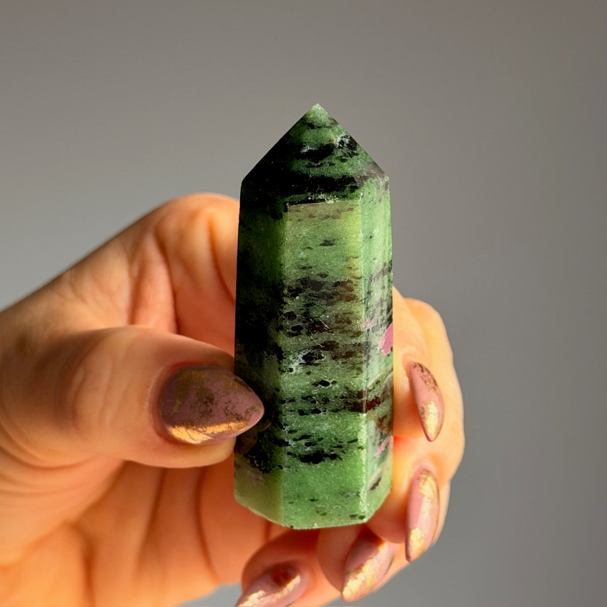 Ruby in Zoisite Tower Specimen – Wholehearted Crystal Creations