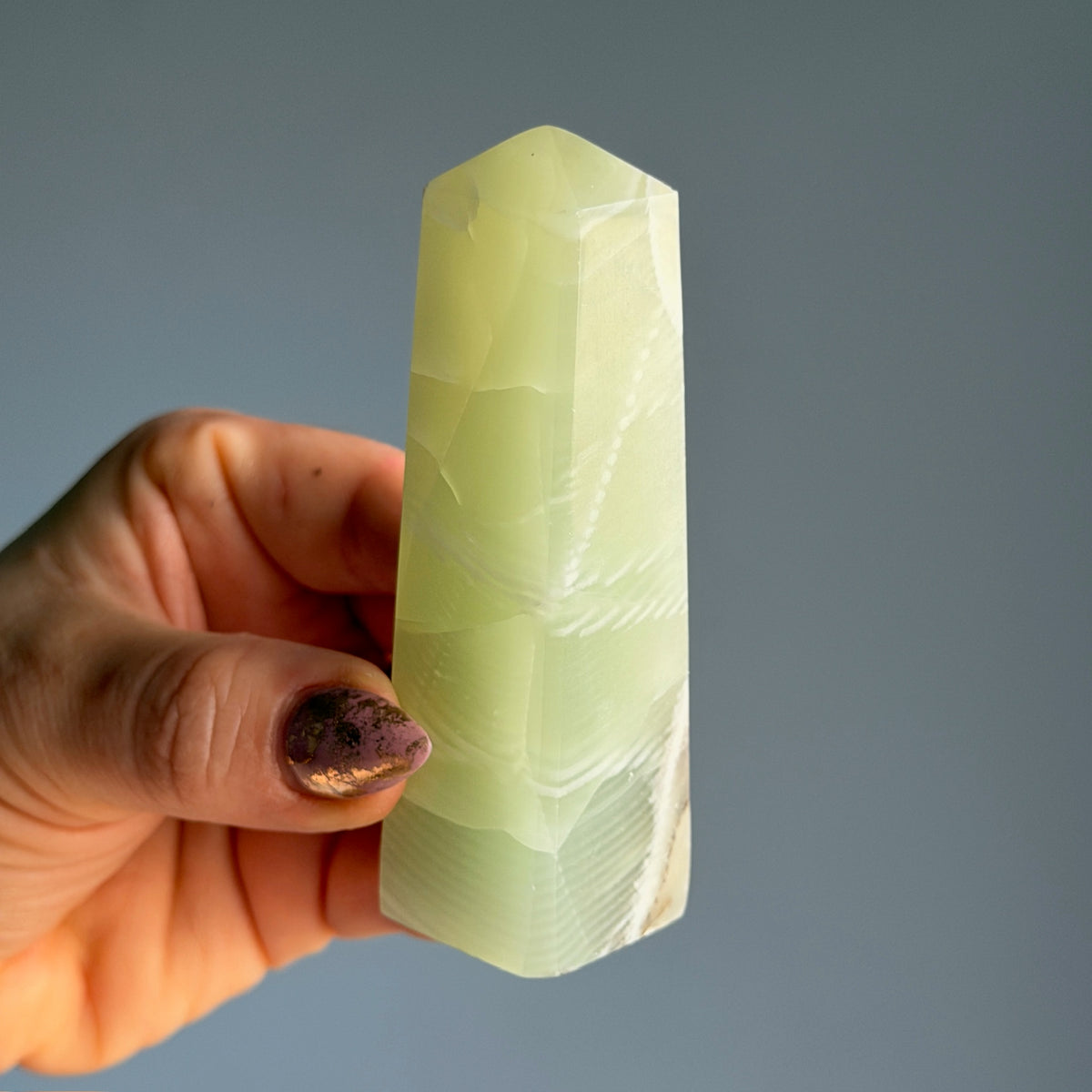 Green Clacite Tower Specimen – Wholehearted Crystal Creations