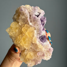 Yellow and Purple Fluorite Raw Crystal Specimen