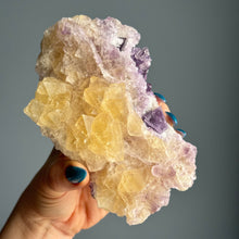 Yellow and Purple Fluorite Raw Crystal Specimen
