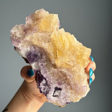 Yellow and Purple Fluorite Raw Crystal Specimen