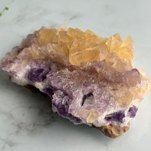 Yellow and Purple Fluorite Raw Crystal Specimen