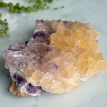 Yellow and Purple Fluorite Raw Crystal Specimen