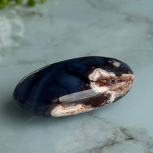 Blue Flower Agate Palm Stone Crystal Specimen