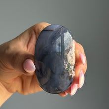 Blue Flower Agate Palm Stone Crystal Specimen
