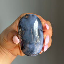 Blue Flower Agate Palm Stone Crystal Specimen