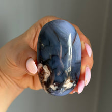 Blue Flower Agate Palm Stone Crystal Specimen