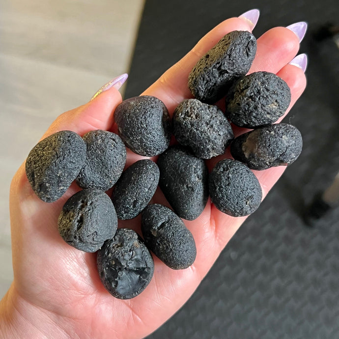 Agni Manitite Indonesian Tektite Black Pearl of Fire Medium – Wholehearted Crystal Creations