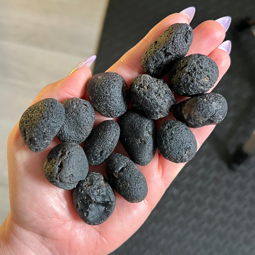 Agni Manitite Indonesian Tektite Black Pearl of Fire Medium – Wholehearted Crystal Creations